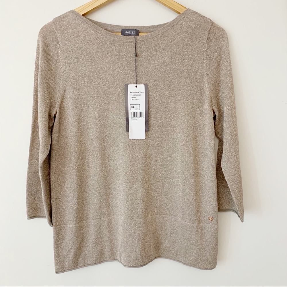 Basler Metallic Boatneck Sweater Taupe